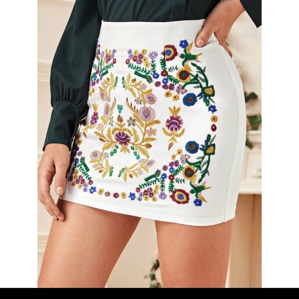 FINAL SALE Beautiful Embroidered Mini Skirt